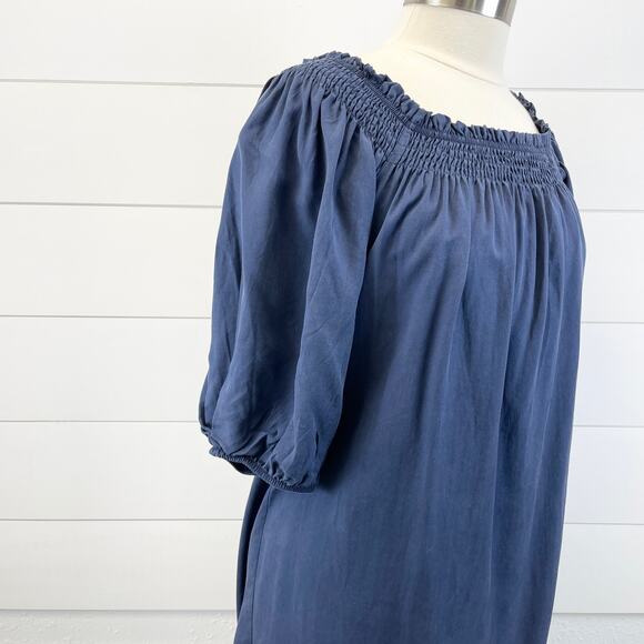 Superdry Womens US 8 Chambray Denim Off Shoulder Mini Dress Short Sleeve Boho - Picture 3 of 9